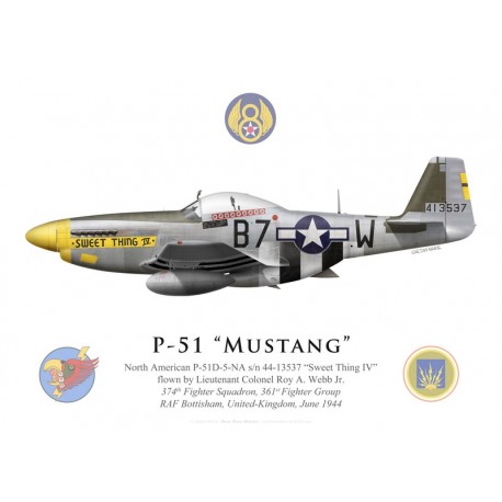 P-51D Mustang Sweet Thing IV, Lt. Col. Roy Webb Jr., 361st Fighter Group,  374th Fighter Squadron, 1944 - Bravo Bravo Aviation