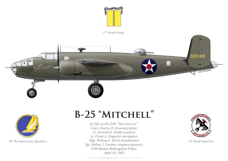 B-25B Mitchell “Hari Kari-er”, Capt. Charles Greening, USS Hornet 